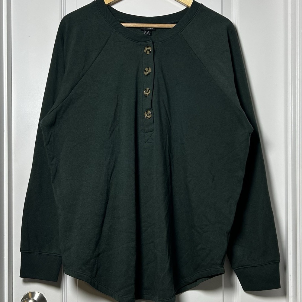 Torrid Darkest Spruce Cozy Fleece Henley Sweatshirt Dark Academia Gorpcore Style